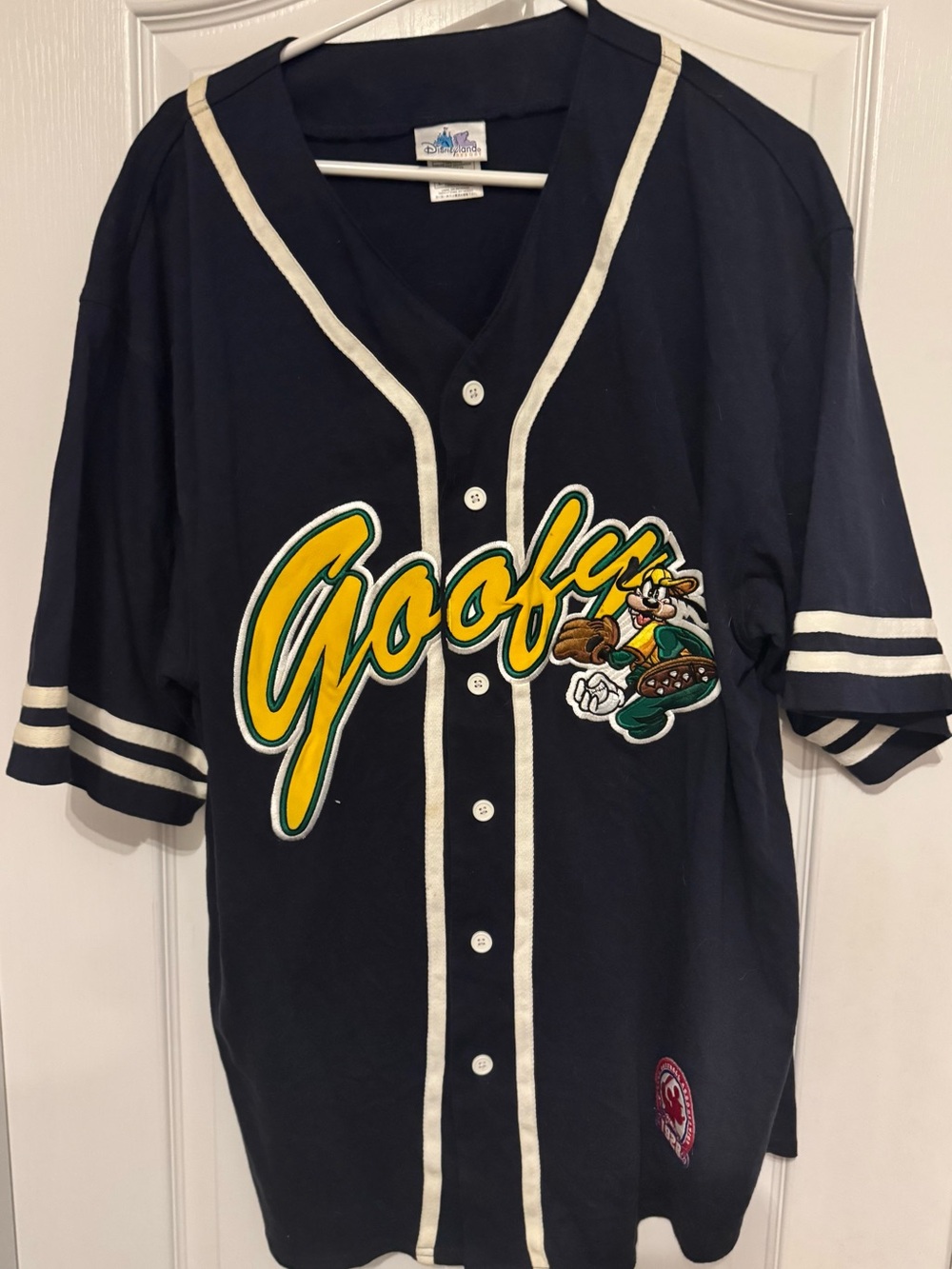 Vintage 1990’s Disney Goofy Navy & Yellow Baseball-Style Classic Jersey Large